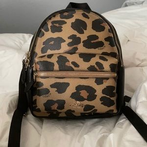 coach mini charlie backpack leopard print